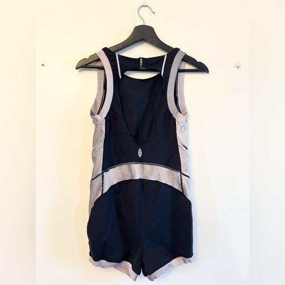 Free People Hardio Cardio Shortsie Romper black ribbed summer workout yoga gym M - Picture 7 of 10